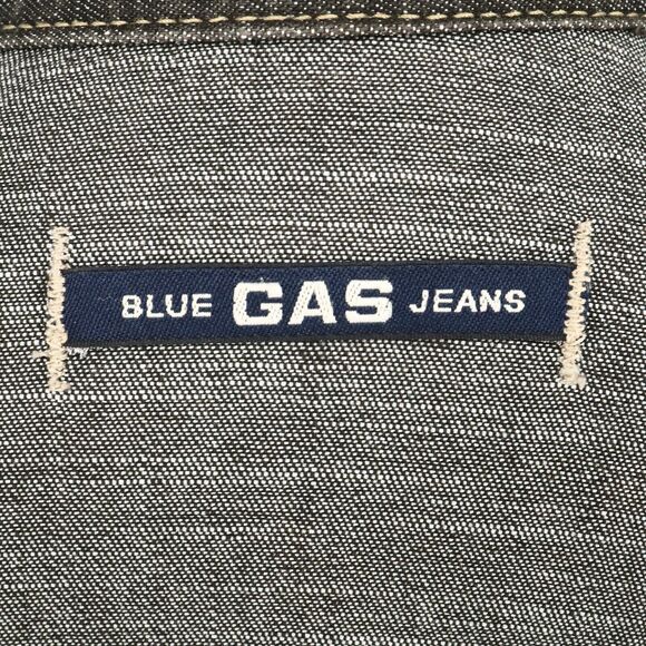 Gas Blue Jeans Jacket Womens Small Black Denim Button Up Pockets Stretch Cotton - Picture 3 of 16